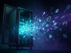 GitLab corrige falha máxima e pede atualização imediata Ilustração de um rack de servidores com a porta arrombada liberando chaves, cadeados e tokens de credenciais
