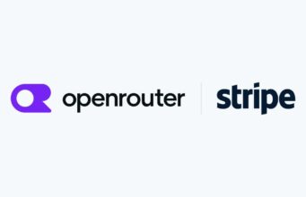 Logos da OpenRouter e da Stripe lado a lado, separados por uma linha vertical