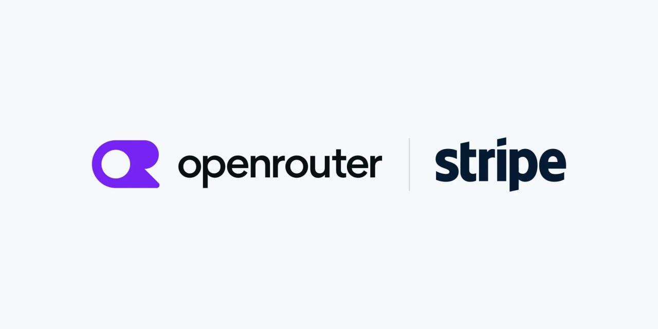 Logos da OpenRouter e da Stripe lado a lado, separados por uma linha vertical