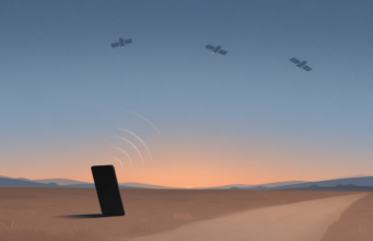 Celular via satélite no Brasil: regionais fecham acordo com AST Celular em pé em estrada de terra rural conectado por ondas de rádio a três satélites no céu
