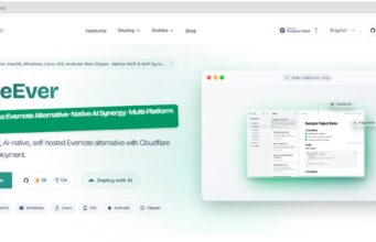 Edgeever: alternativa open source ao Evernote com IA nativa Página inicial do EdgeEver com a chamada de alternativa open source ao Evernote, botões de demo ao vivo, GitHub e deploy com IA, plataformas suportadas e um print da interface do aplicativo à direita